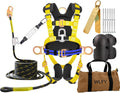 50FT Roofer's Safety Bucket Kit – Upgrade Safety Harness, Roof Anchor, Reusable Roofing Knee Pads，and 50ft Vertical