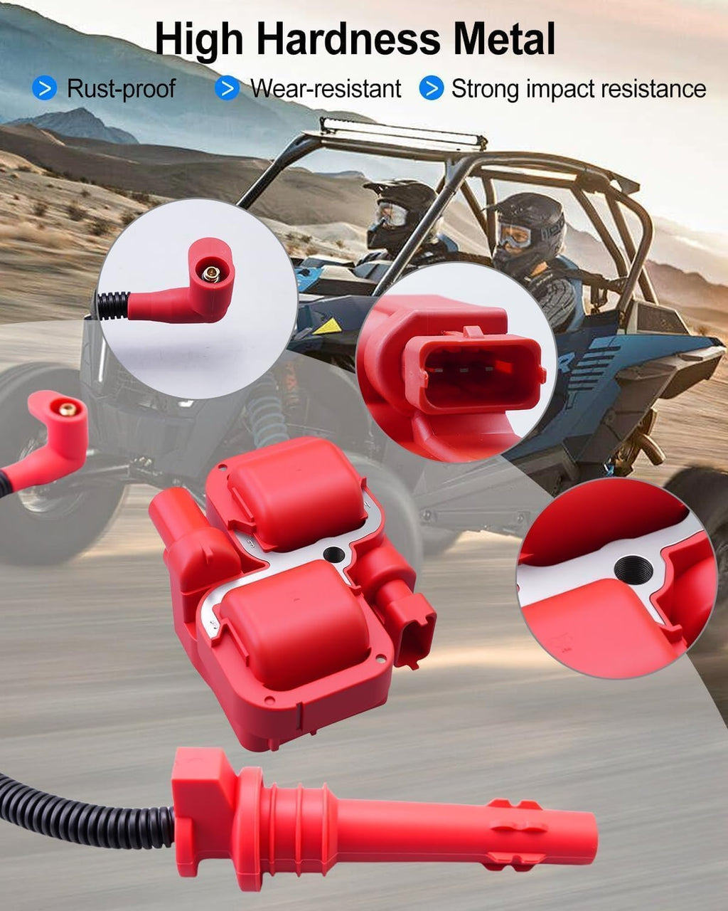 Ignition Coil & Spark Plug Wire Cap Fit for Polaris RZR XP 900 1000