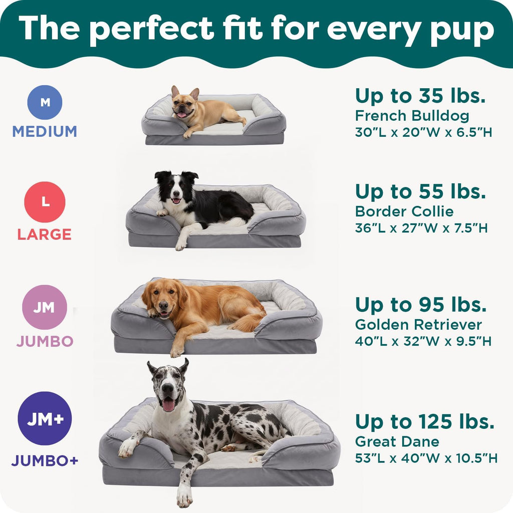 Cooling Gel Dog Bed for Large Dogs, Perfect Comfort Sofa Bed with Cool Gel-Top Foam with a Solid Orthopedic Foam Base