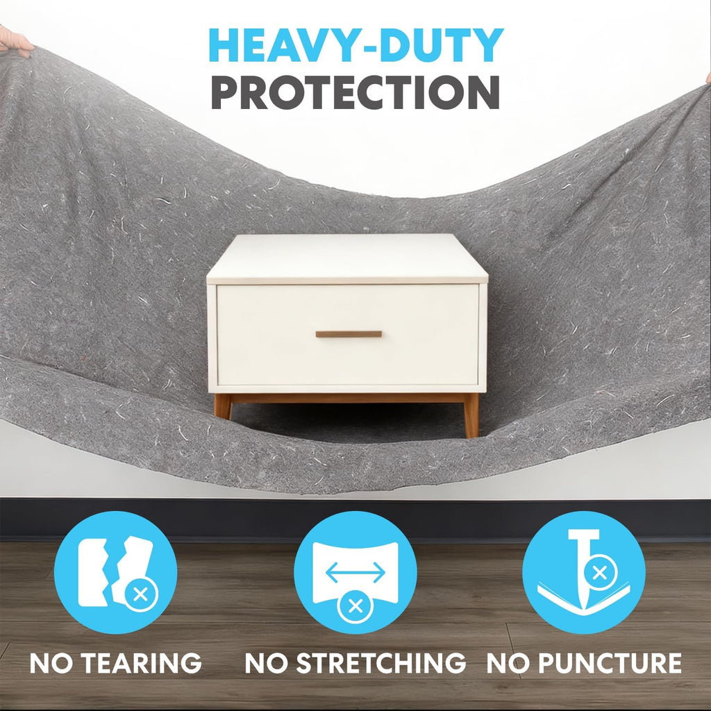 Padded XL Moving Blanket Pads, 12 Pack, Heavy Duty, Eco-Friendly Pads for Packing & Furniture Protection