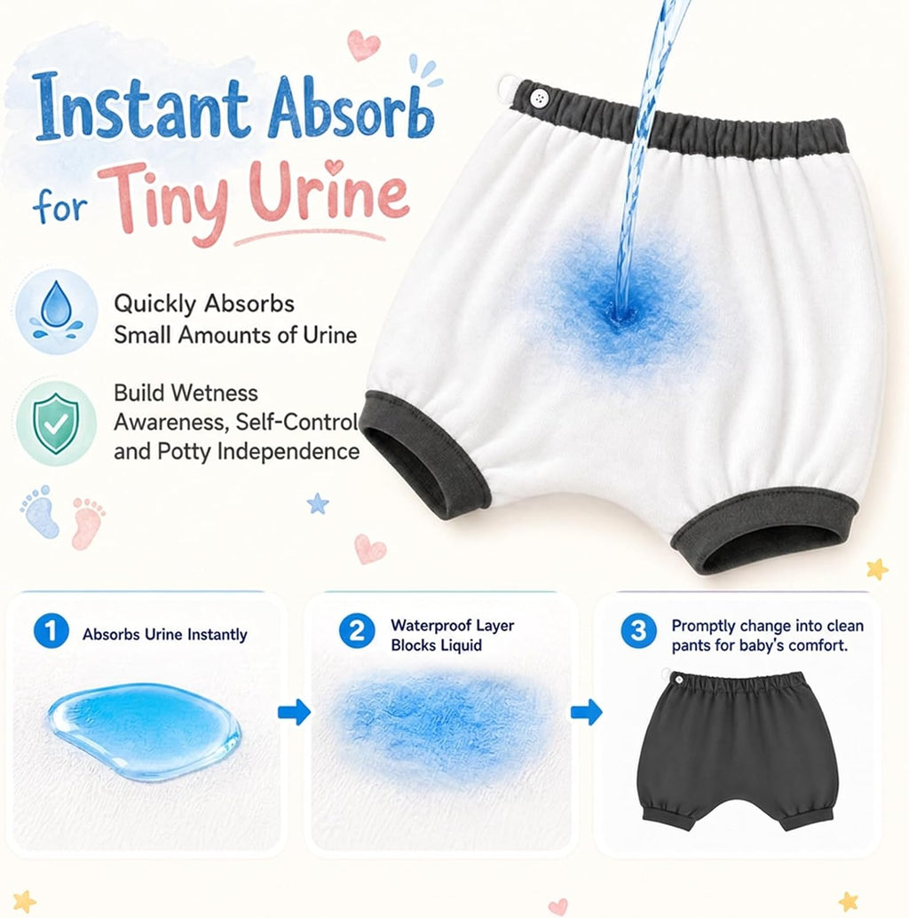 Bedwetting Diaper Pants Absorbent Potty Training Shorts 2 Pack