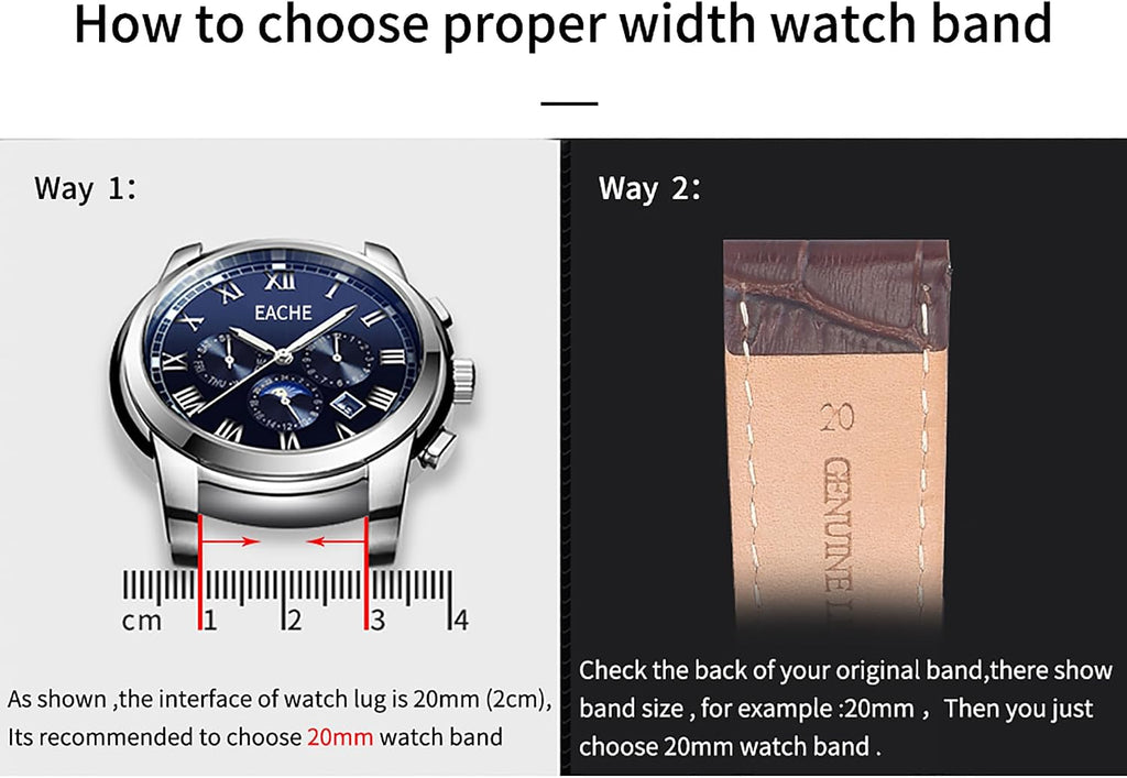 Alligator Grain Leather Watch Band, Quick Release Watch Strap 18-24mm | Upgraded dual-spring butterfly clasp