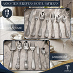 Hotel Flatware Silverware Set for 12-90 Piece 18/10 Stainless Steel Cutlery Set, Elegant Dinner Forks, Knives, Spoons