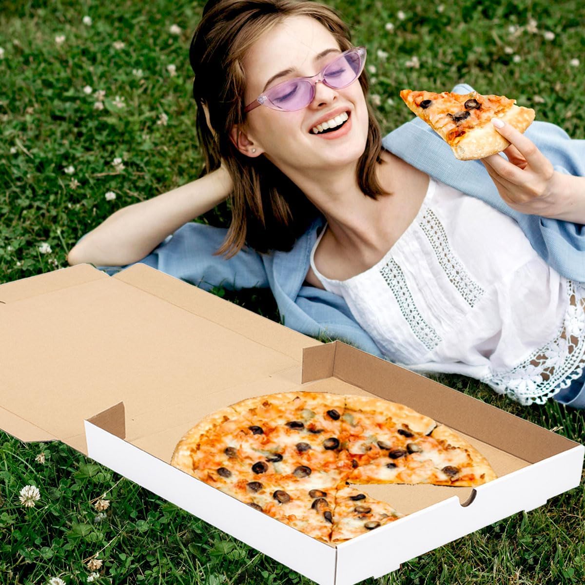 White Corrugated Cardboard Pizza Boxes 12x12x2 Inch 10 Pack