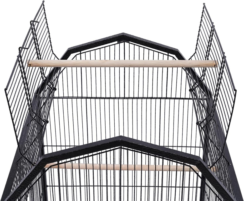 39.9 Inch Bird Cage Parakeet Cage with Rolling Stand and Play Open Top Iron Bird Flight Cages for Parrot Lovebirds