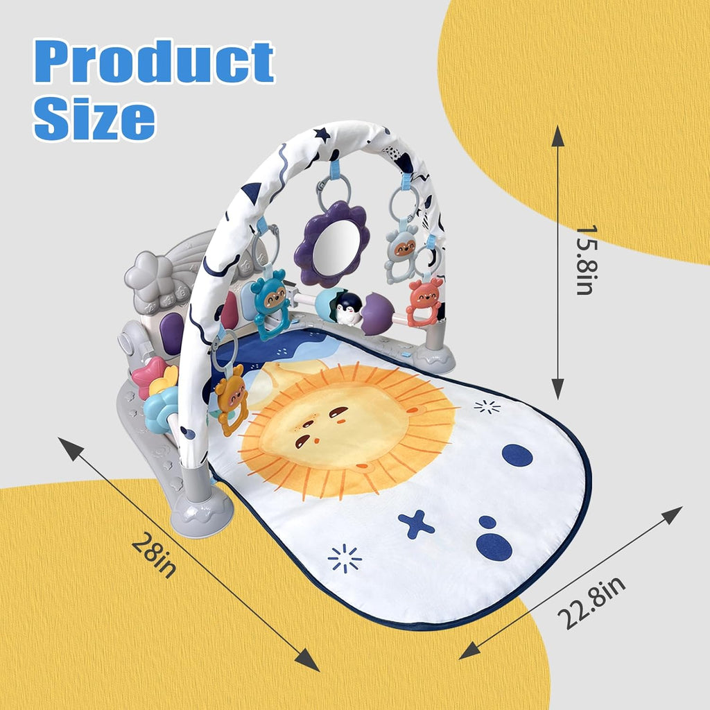 Baby Play Gym Mat, Baby Gym Activity Center, Kick and Play Piano with Music and Light, Tummy Time Toys for Newborn
