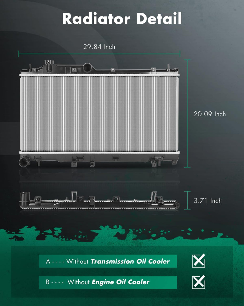 SCITOO 13091 Engine Coolant Aluminum Radiator Assembly for Subaru Model