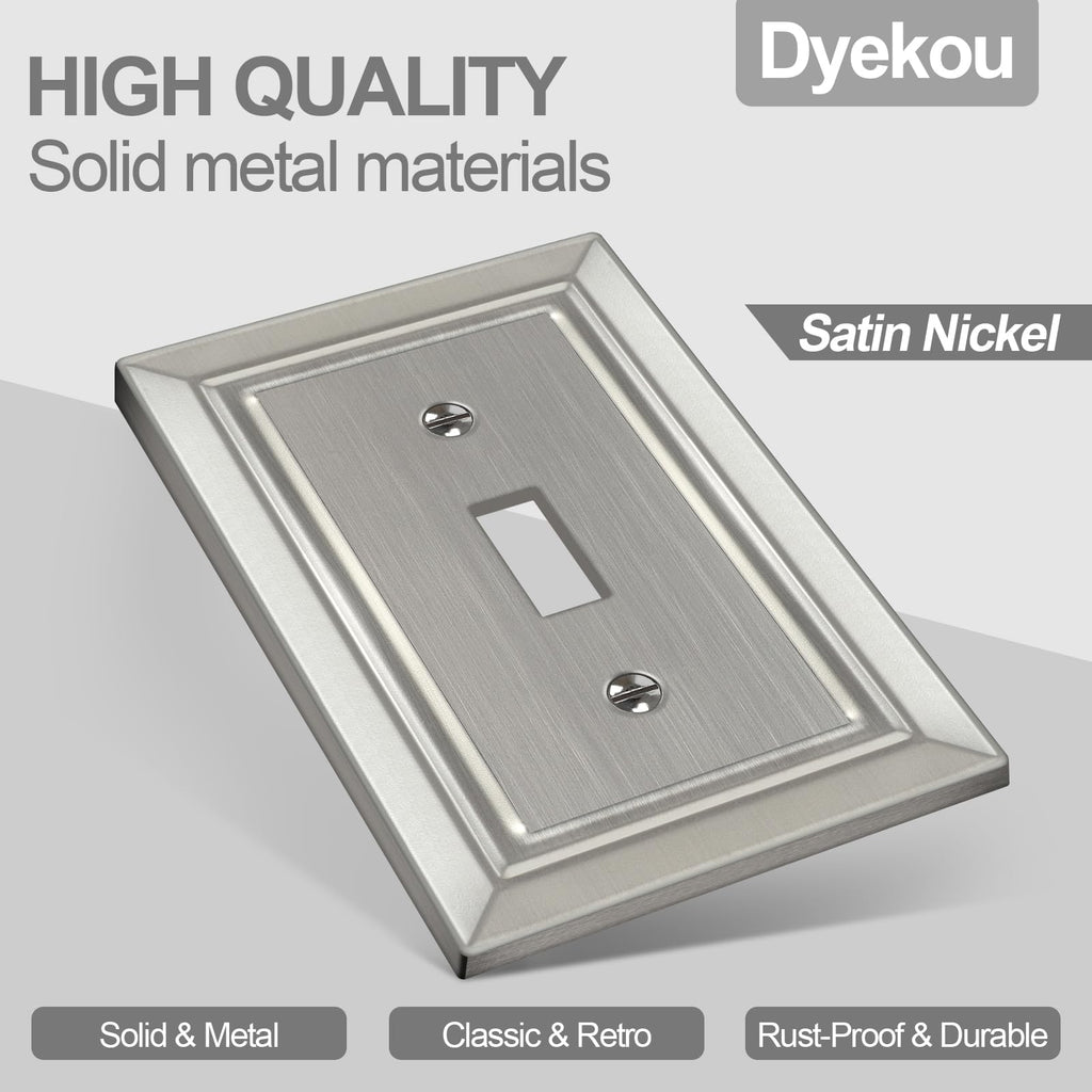 Metal Wall Plate for Light Switch, Applicable to Single Toggle, 6 Pack