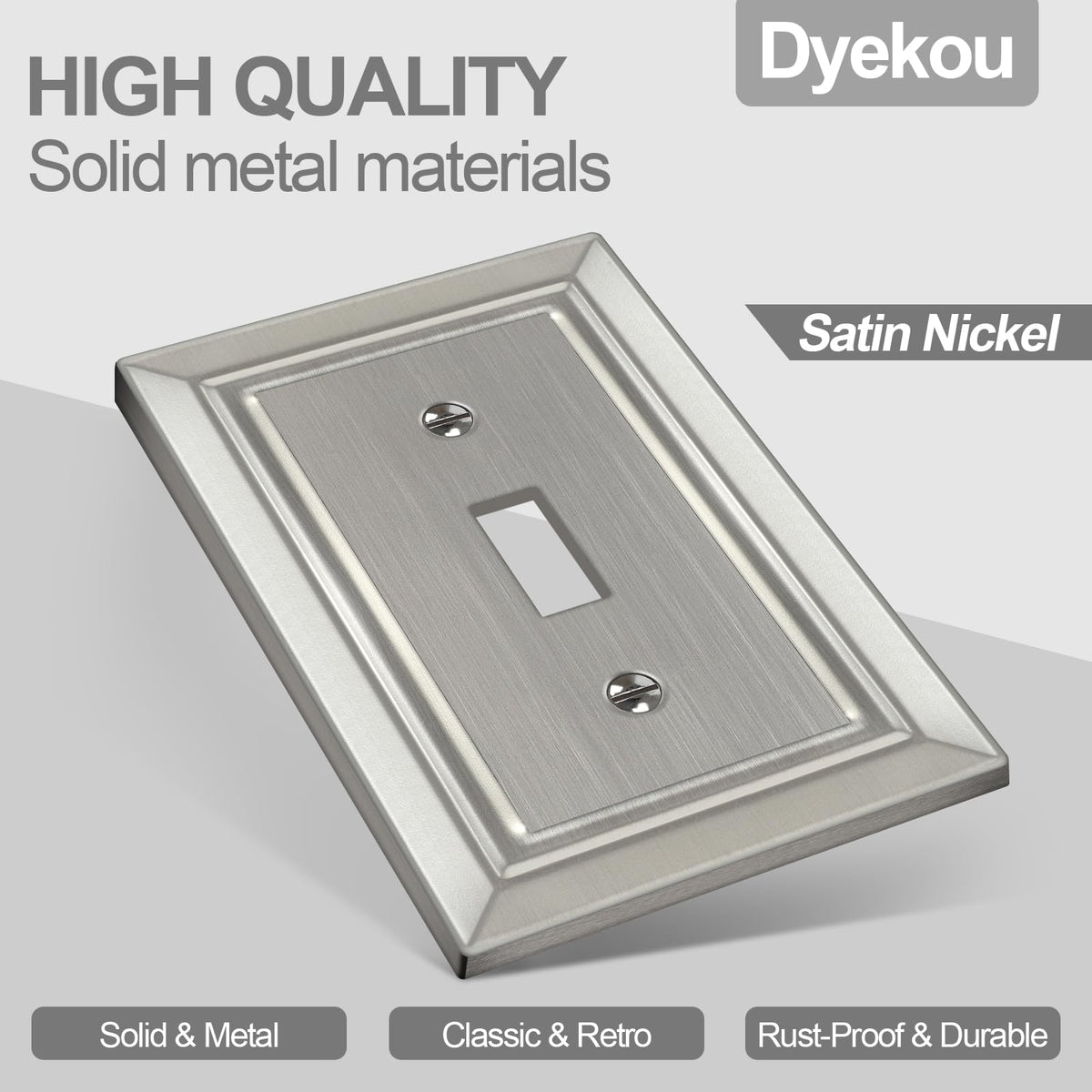 Metal Wall Plate for Light Switch, Applicable to Single Toggle, 6 Pack