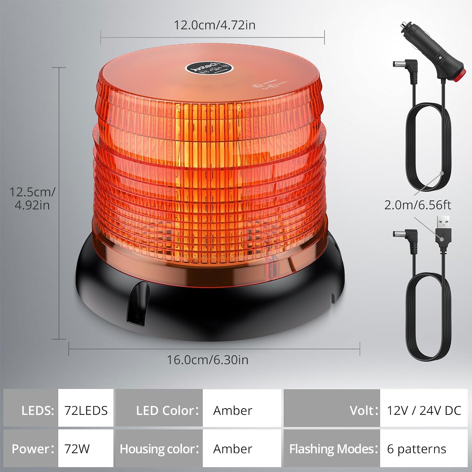 72 LED Remote Strobe Light Rechargeable Magnetic Emergency Flashing Warning Lights with 6 Flash Modes & IP65