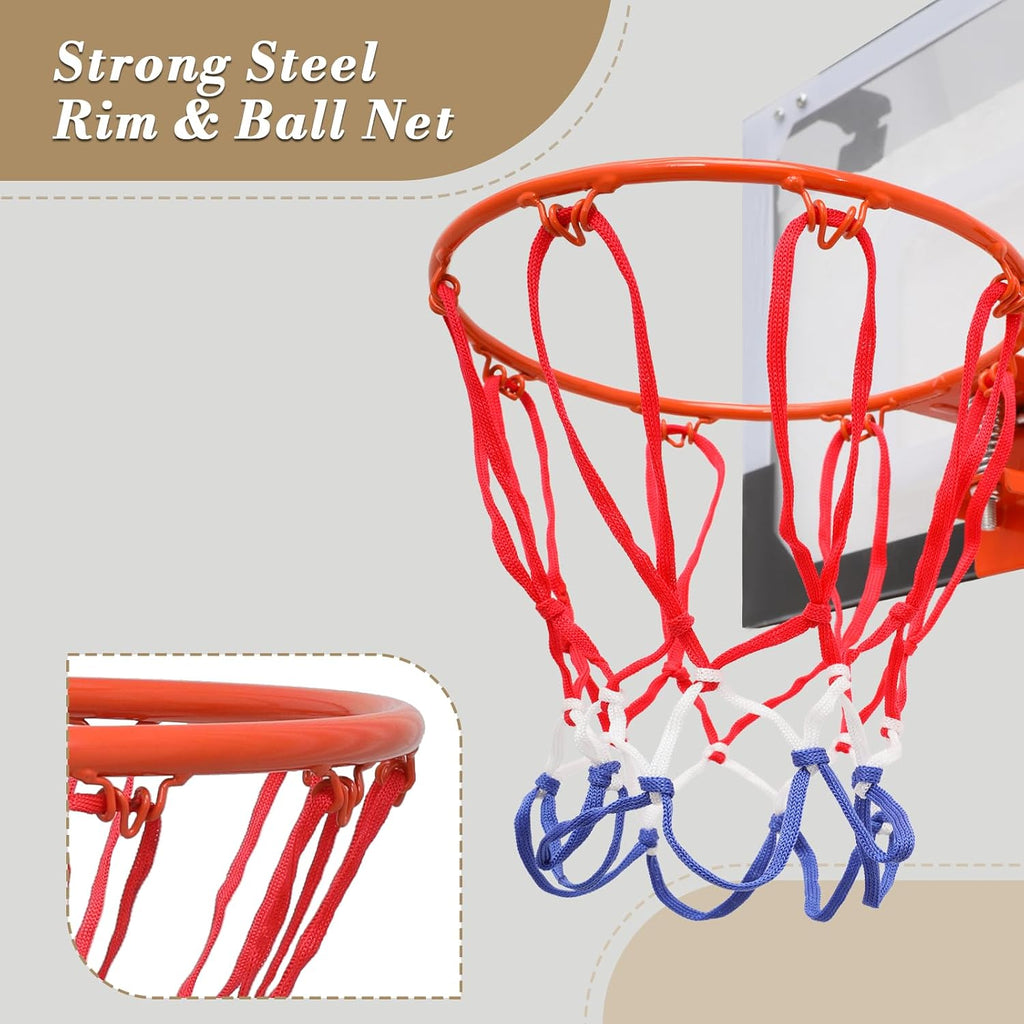 Mini Basketball Hoop Indoor, Over The Door Small Basketball Hoop Backboard with 1 Balls and Pump for Youth and Adults