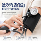 Professional Black Adult Size Blood Pressure Monitor, 8.7”-16.5", Aneroid Sphygmomanometer Medical Supplies, Manual