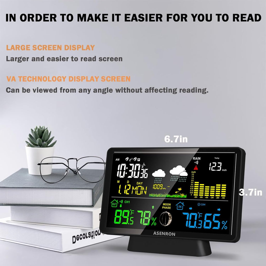 Weather Station with Rain Gauge, Home Weather Stations Wireless Indoor Outdoor with Rain Gauge, Thermometer