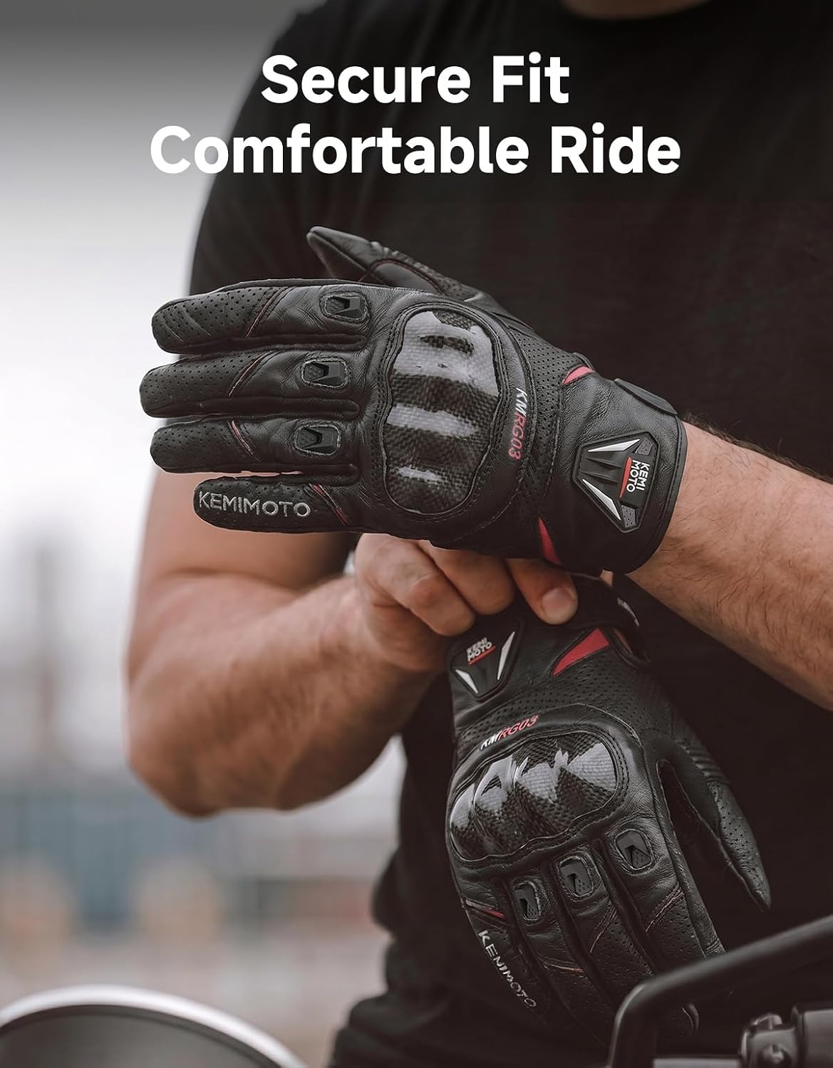Sheepskin Leather Motorcycle Gloves for Men, Protective Motorcycle Gloves for Motocross Motorbike Dirt Bike Bicycle
