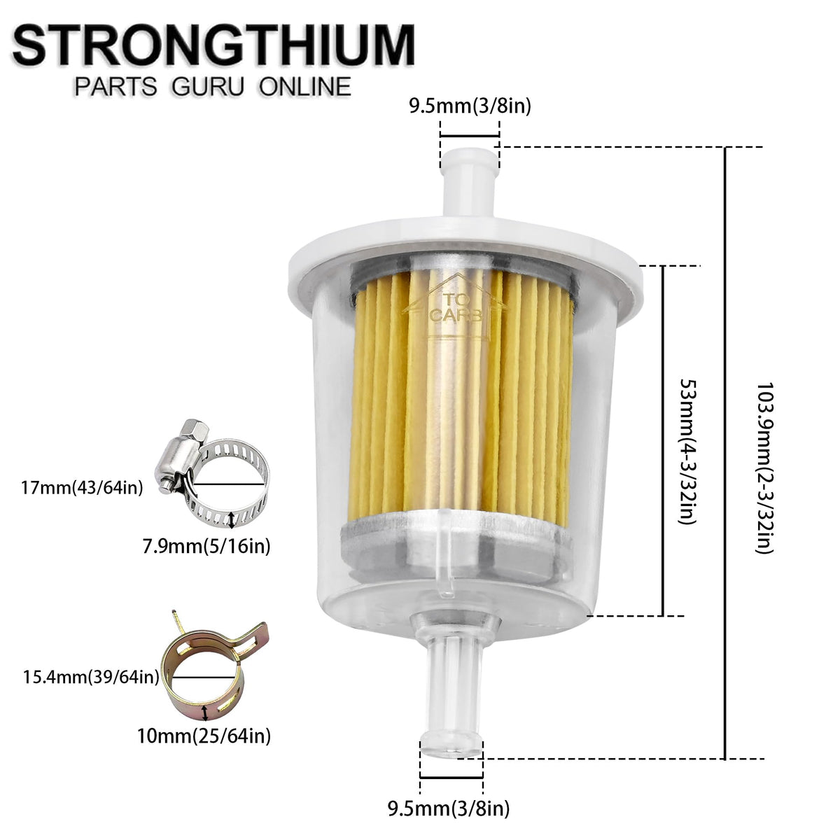 Strongthium Universal 5/16" Inline Gas Fuel Filter Clear