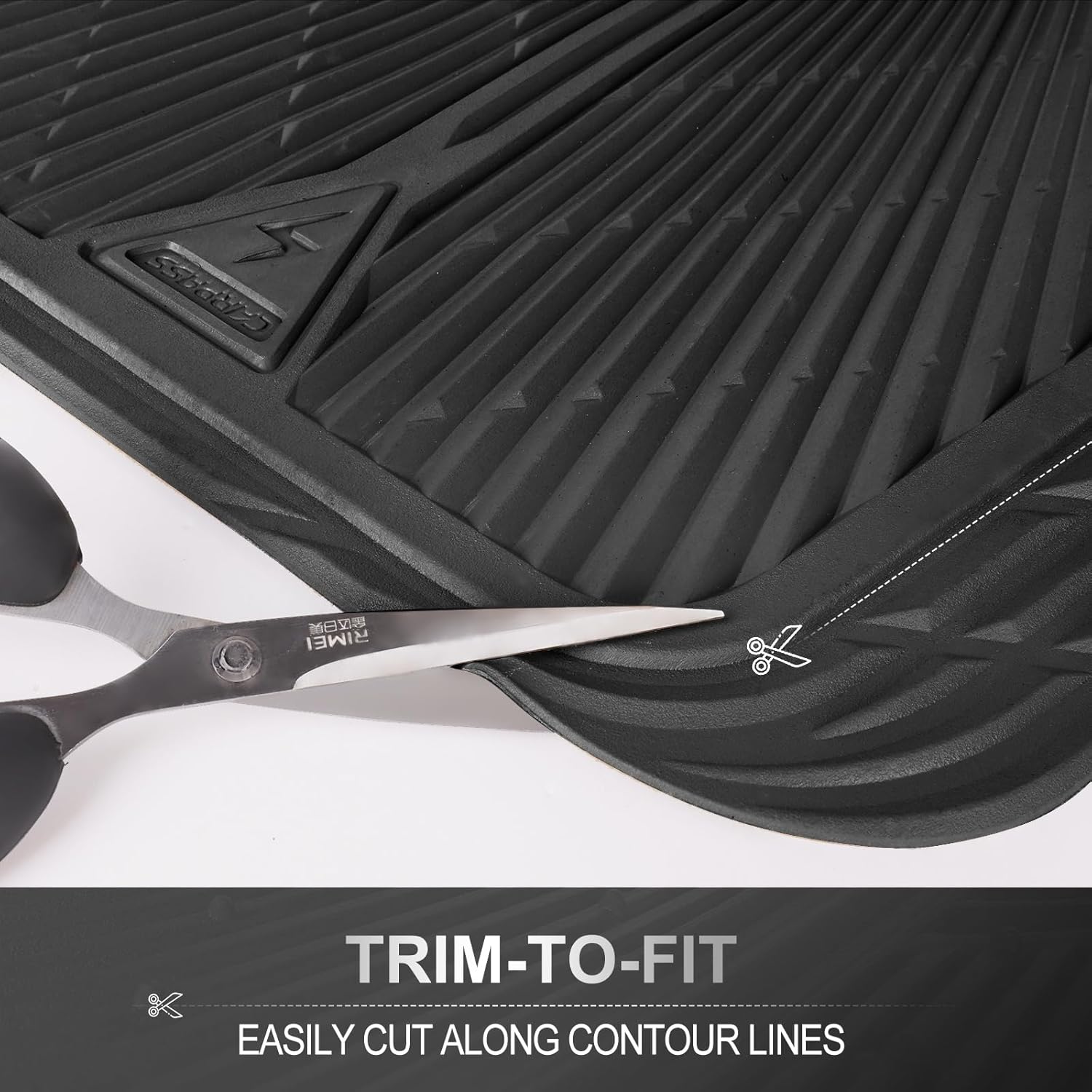 Rubber Floor Mats, All Weather Waterproof Trim-to-Fit Automotive Mats for Cars Trucks SUV, Anti-Slip Easy Clean