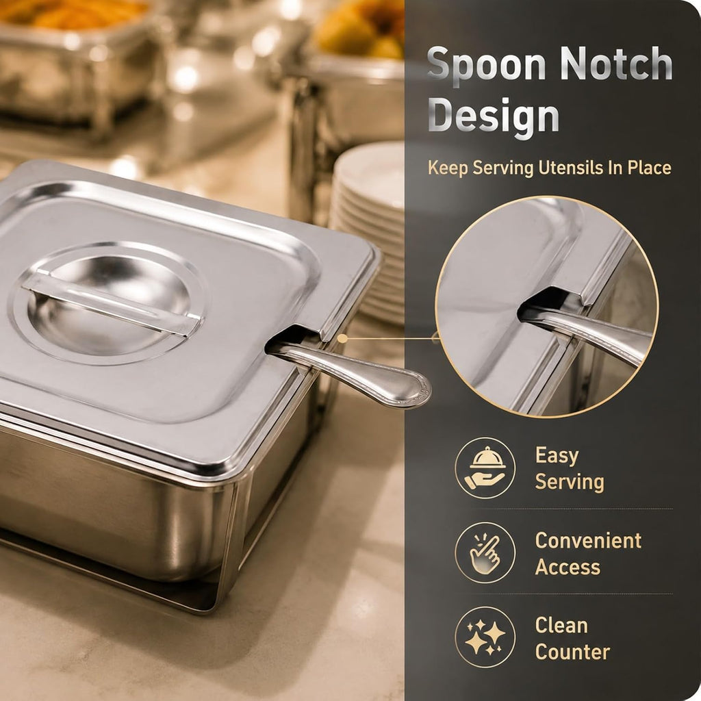 2PCS Stainless Steel 1/6 Size Steam Table Pan Covers