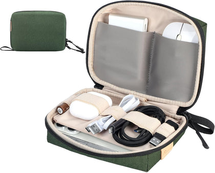 Electronics Travel Organizer, Compact Charger Case | Soft padded polyester helps protect cables, power banks