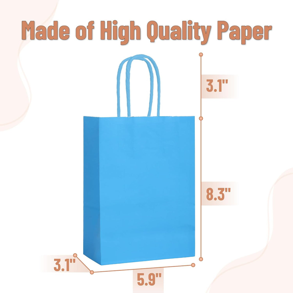 Paper Gift Bags with Handles, 32 Pack, 8.3" x 5.9" x 3.1"
