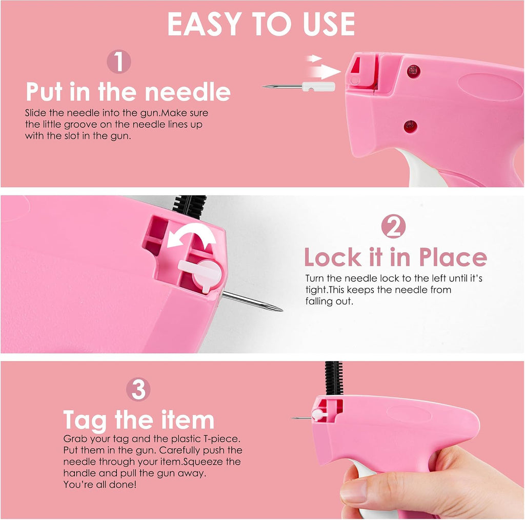 Stitch Gun for Clothes - Handheld Stitch Gun Quick Clothing Fixer - Tagging Gun - Includes 6 Needle, 1000 Black