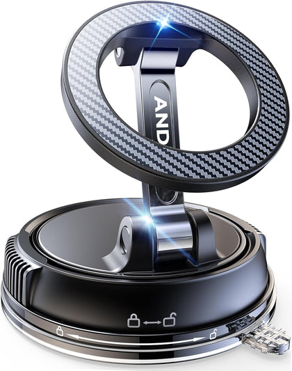 Car Phone Holder for Magsafe [78+LBS Strongest Suction & 2400gf Strongest Magnetic] 360° Adjustable Car Phone Mount