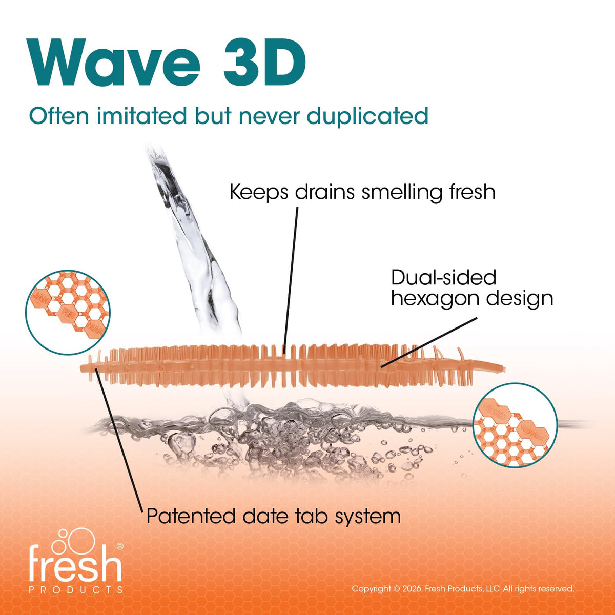 Wave 3D Urinal Screen Deodorizer, Mango, 10 packs