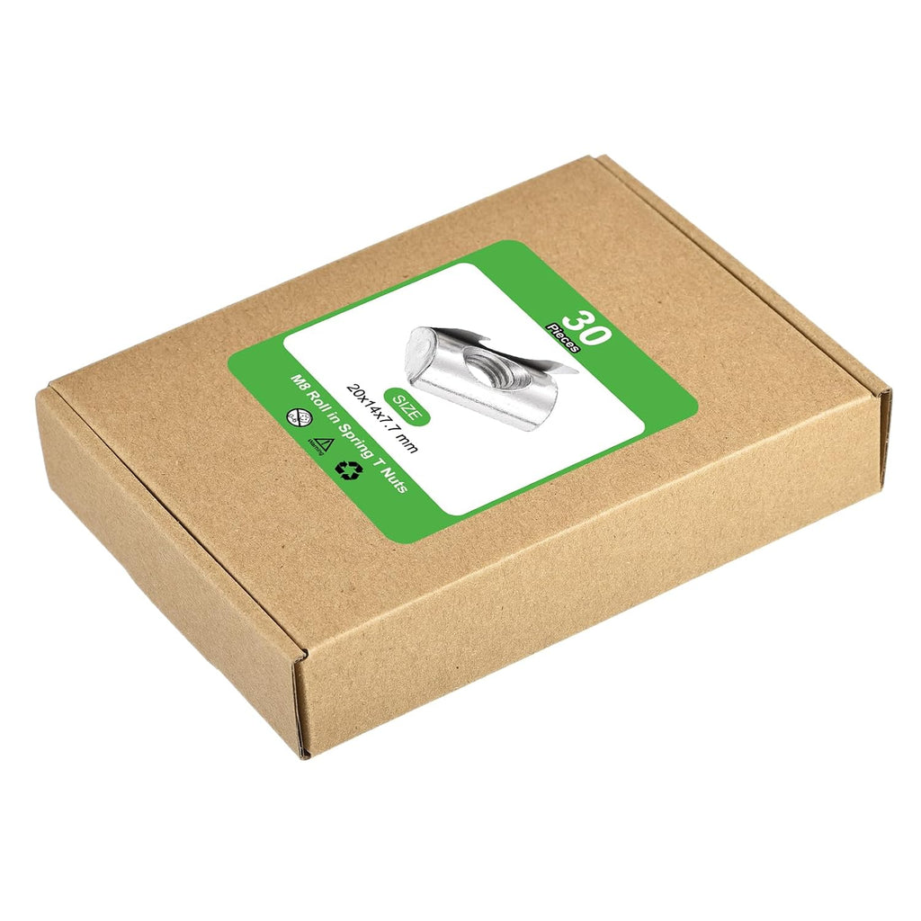 uxcell 30Pcs M8 T Nuts Roll in Spring T Nut 4040 Series W/Spring Sheet