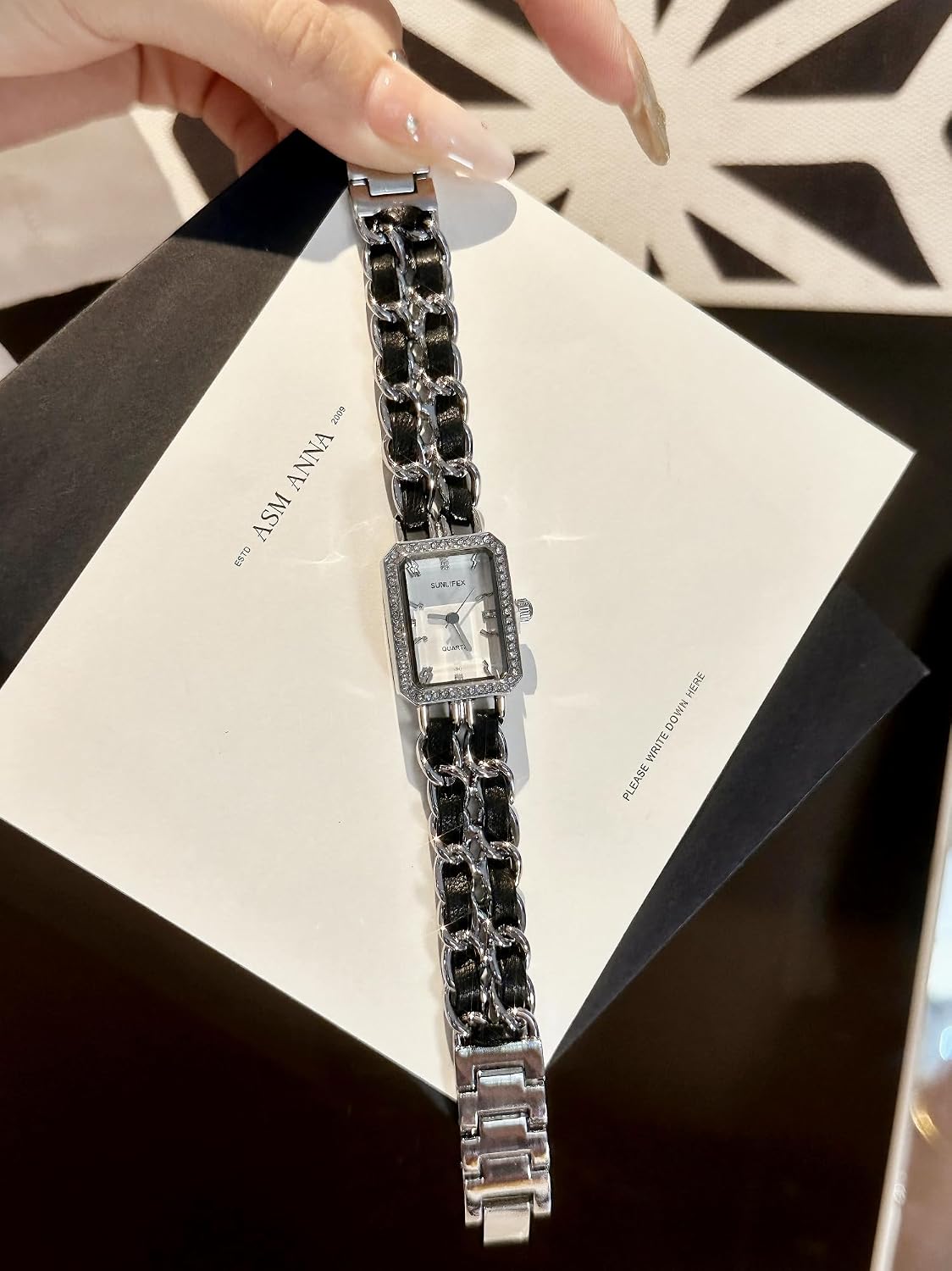 Elegant Womens Square Bracelet Watch, Chain Braid Band Quartz Watch | Retro Dress Design, Lightweight Fit, Adjustable