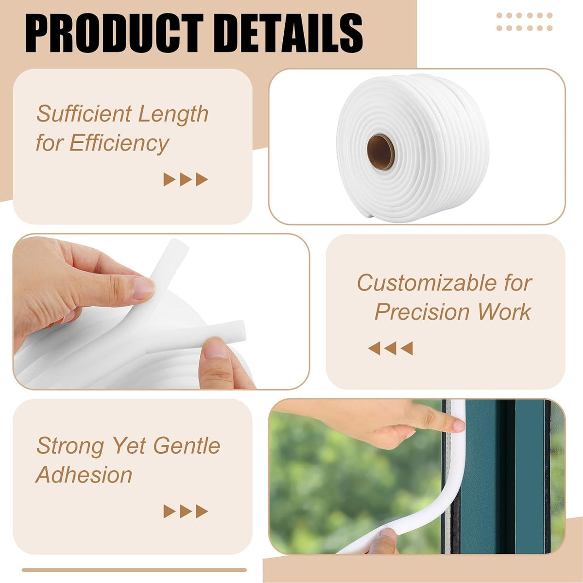 1 Roll 1/2 Inch x 54 Yards White Automotive Foam Tape