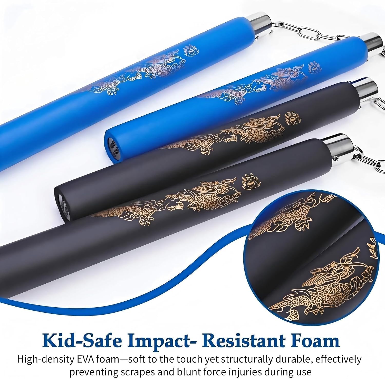 Foam Nunchucks for Kids and Adults,2 Pack Soft Training Nunchakus | Durable rubber foam nunchucks with 360 swivel