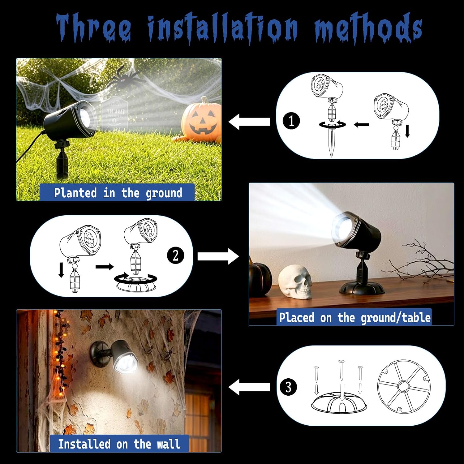 Halloween Projector Lights, Rotating Ghost Projector Halloween Decorations Outdoor, Dynamic Ghost Projector