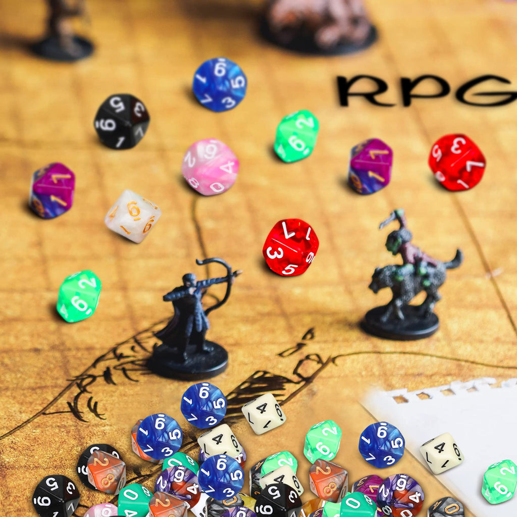 200 Pieces Polyhedral Dice Sets with Black Pouch, 10 Sided Style