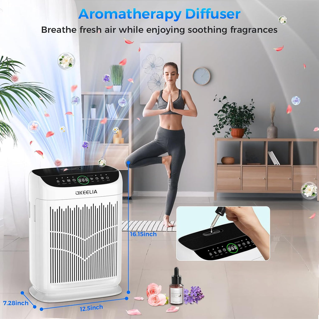 Air Purifiers for Home Large Room Up to 3000 Ft² with Washable Filters,AKEELIA HEPA Double-Sided Air Purifier with