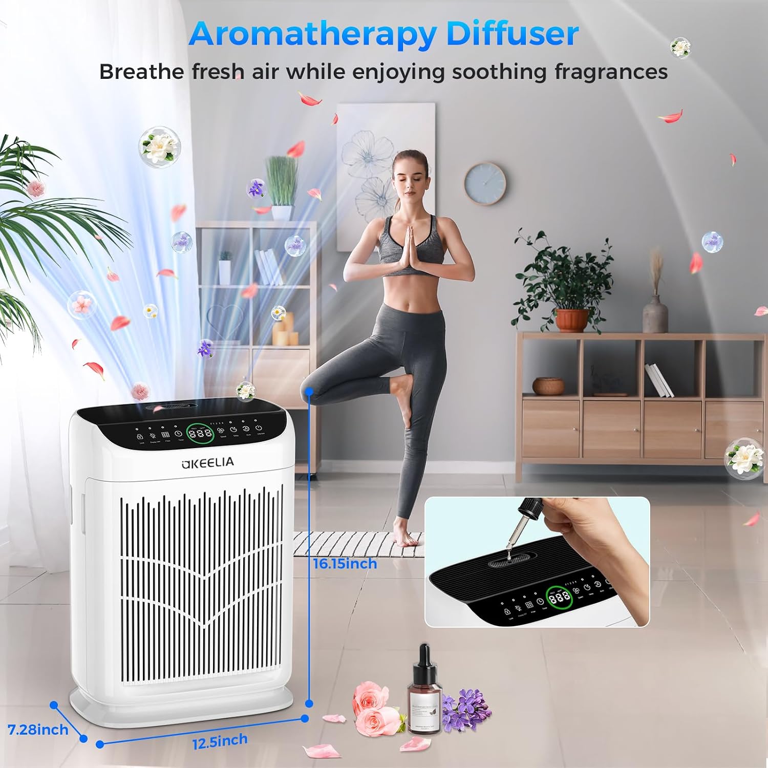 Air Purifiers for Home Large Room Up to 3000 Ft² with Washable Filters,AKEELIA HEPA Double-Sided Air Purifier with