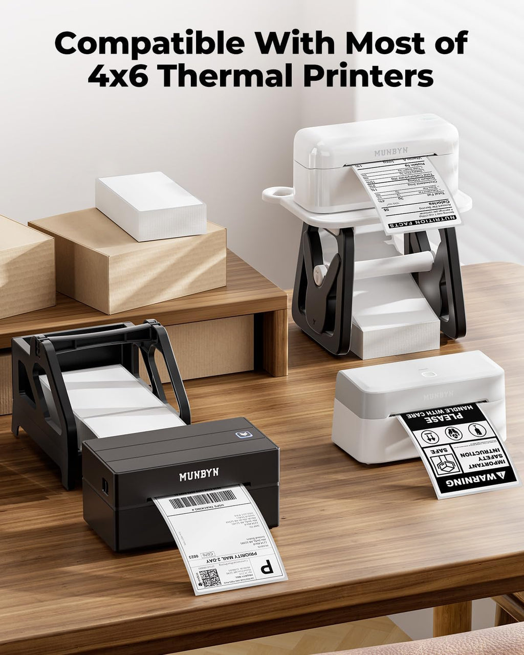 4x6 Thermal Printer Labels, Commercial Grade, 220 Sheets/Stack | 4"x6" Fanfold Shipping Labels, No BPA and BPS, Print