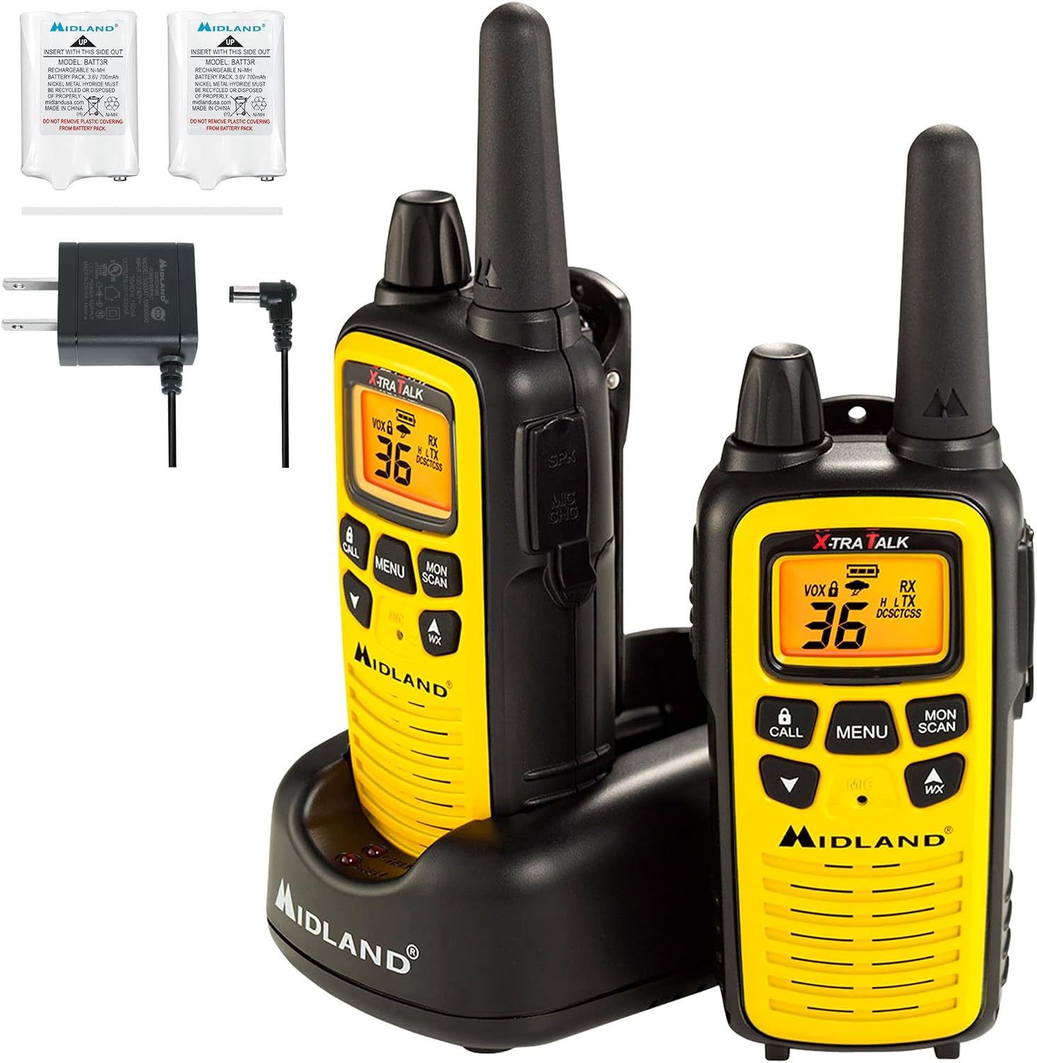 LXT630VP3 FRS License Free Walkie Talkies. Yellow, 2 Pack | Up to 30 Mile Range Walkie Talkie, 36 Channels, 121