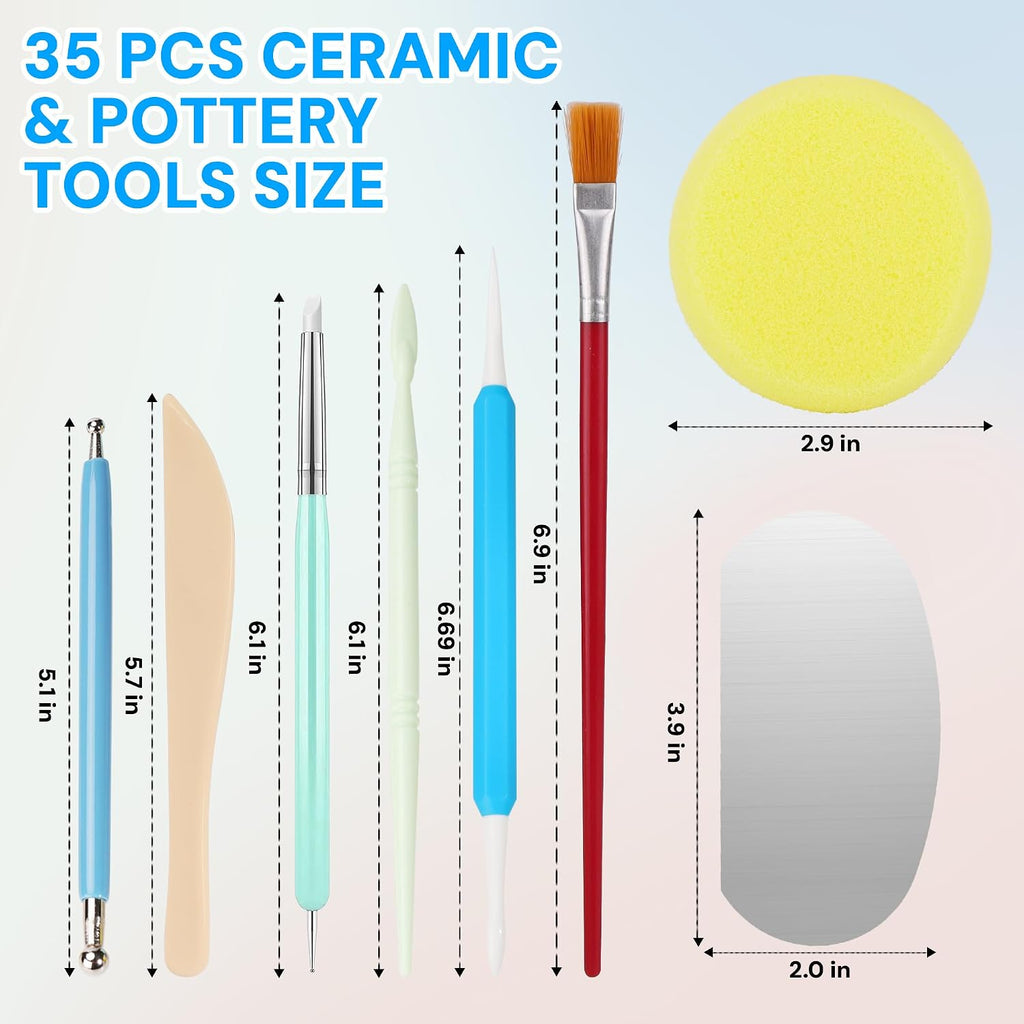 35 PCS Pottery Tools Kit, Professional Ceramic Sculpting, Carving, and Air Dry Clay Kit for All Ages - Includes