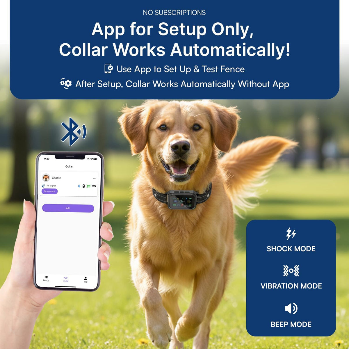 2-1 Smart Wireless GPS Dog Fence with APP Setup 1 Collar Kit