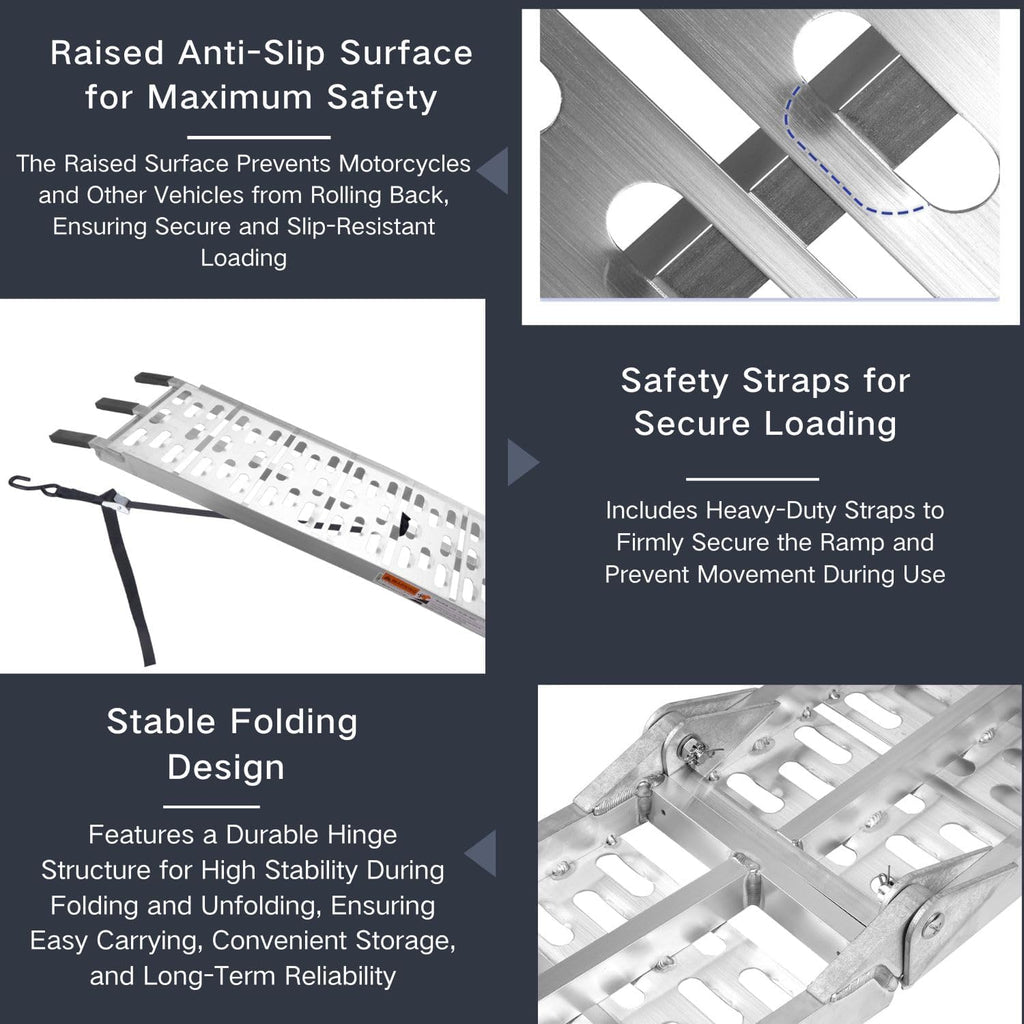 7.5 FT Aluminum Loading Ramps for Pickup Trucks | 1500 lbs Capacity ATV, Motorcycle, Lawn Mower, Dirt Bike, UTV