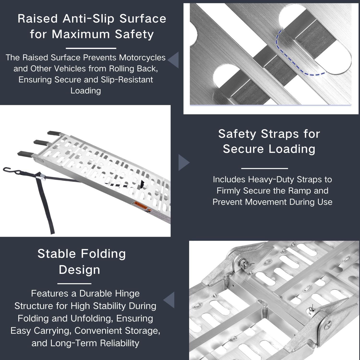 7.5 FT Aluminum Loading Ramps for Pickup Trucks | 1500 lbs Capacity ATV, Motorcycle, Lawn Mower, Dirt Bike, UTV