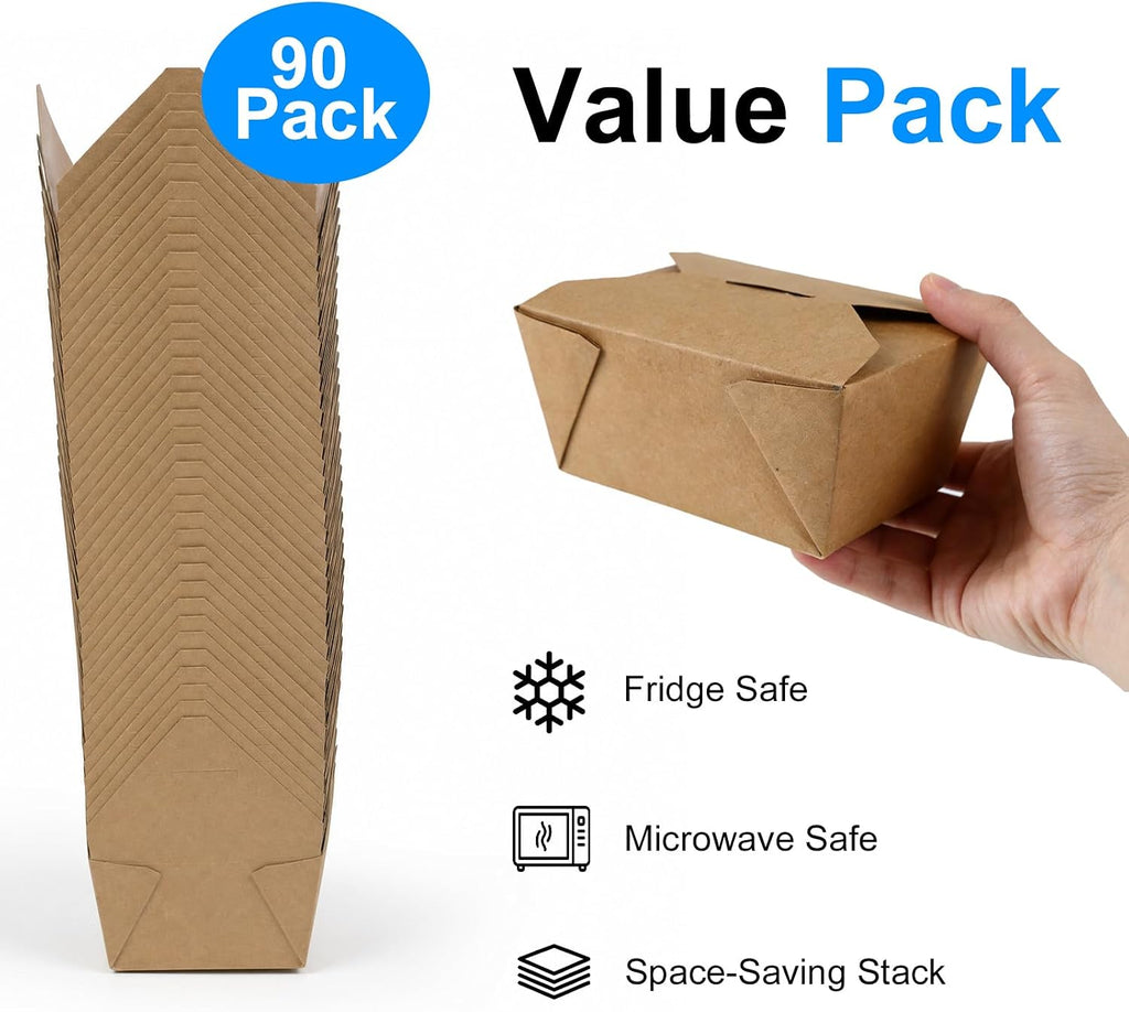 30 oz Kraft Paper Pack of 90 Fold to Go Containers