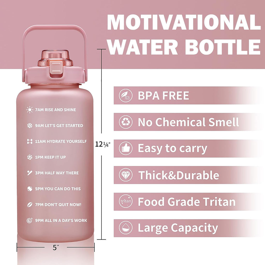 64oz,100oz,128oz Large Motivational Water Bottle with Time Marker, Leakproof & BPA Free Half Gallon Big Water Bottle