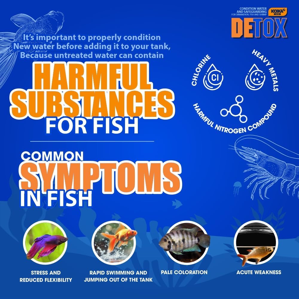 Aquarium Water Conditioner for Fish Tank – Tap Water Dechlorinator & Clarifier, Neutralizes Chlorine Ammonia Nitrite
