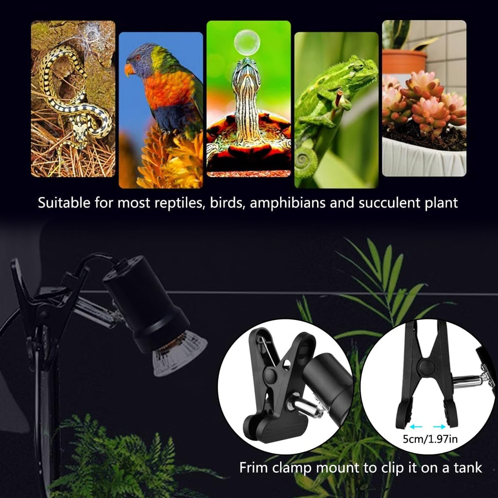 Reptile Heat Lamp with 50W UVA UVB Light Bulb, Basking Spot Light Simulated Sunlight, Heating Lamp for Turtle