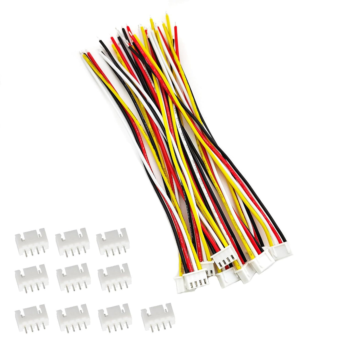 10 Sets Jst Xh 2.54mm 4 Pin Plug Male Connector with 150mm Soft Silicone Wire & XH2.54 4P Female Connector