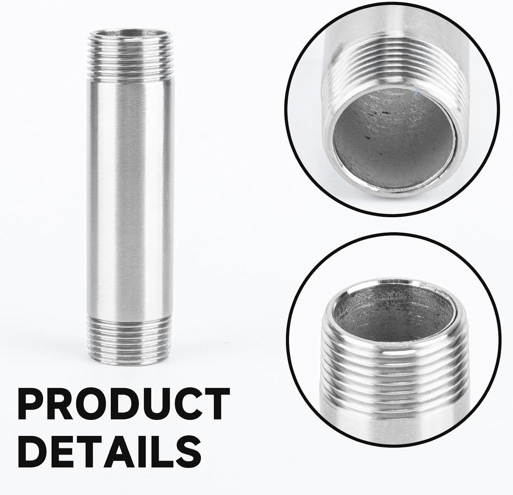2 Pack 3/4" NPT Male x Male Pipe Nipple, 4" Length
