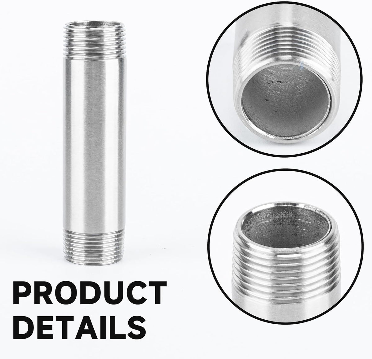 2 Pack 3/4" NPT Male x Male Pipe Nipple, 4" Length