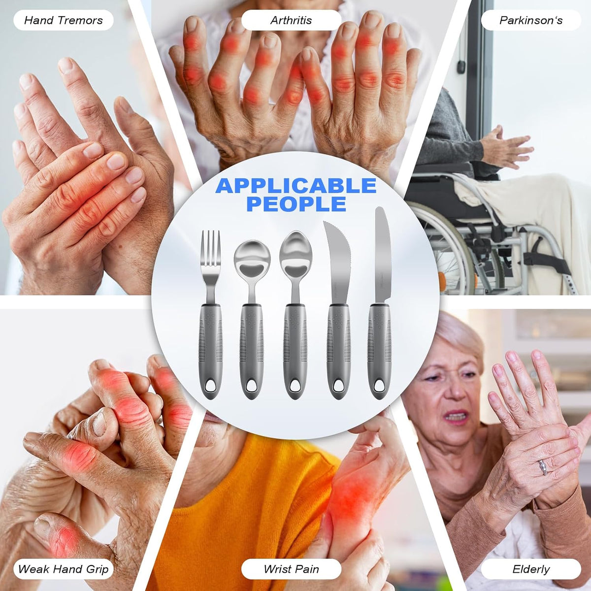 Adaptive Utensils, Weighted Utensils for Hand Tremors, Utensils for Parkinsons Patients,Elderly,Arthritis,Weak Hand