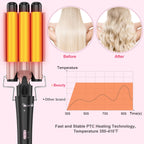 Curling Wand Set, Curling Iron Interchangeable 3 Barrel Wand Curler