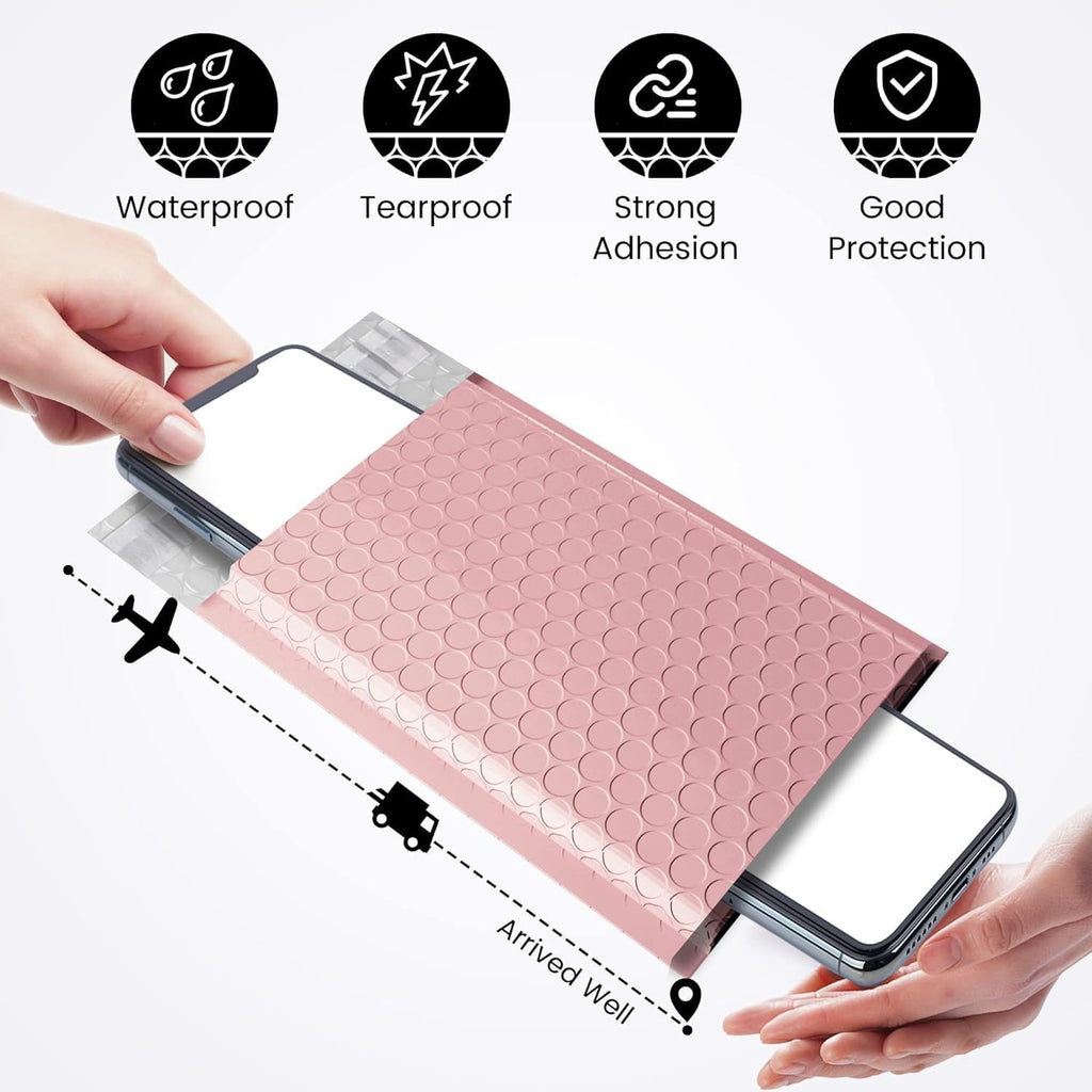 Small Bubble Mailers 4x8" 100 Pack Light Pink Bubble Mailer